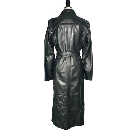 Wilsons Leather | Women | Black Chic Soft Genuine Leather Trench Coat | Medium - Picture 3 of 15